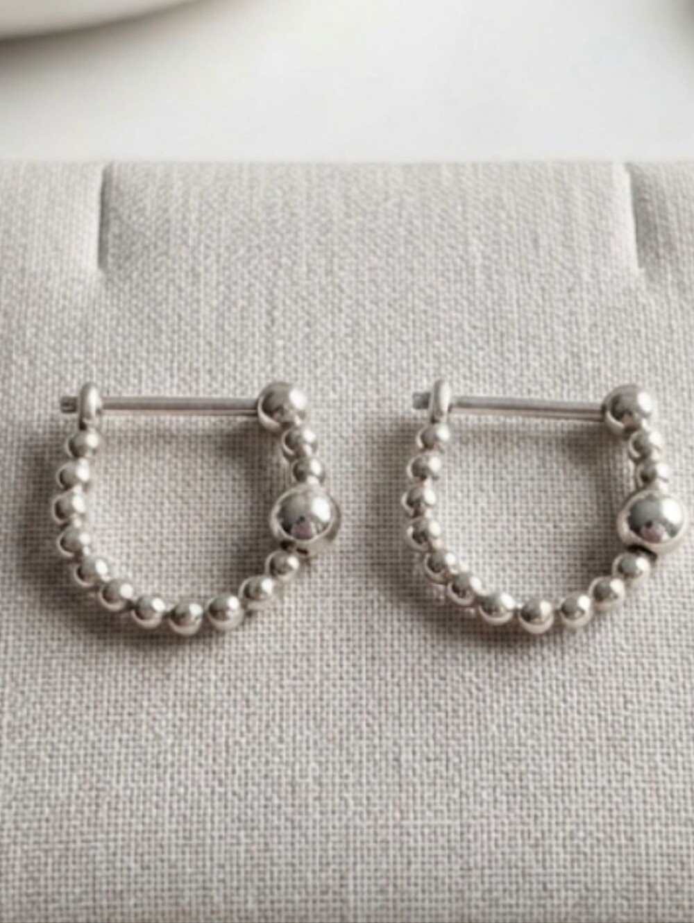 Pandora Silver Beaded Hoop Earrings